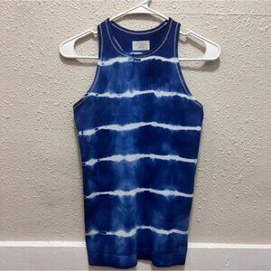 Athleta Blue and White Tie Dye Tank Top Small